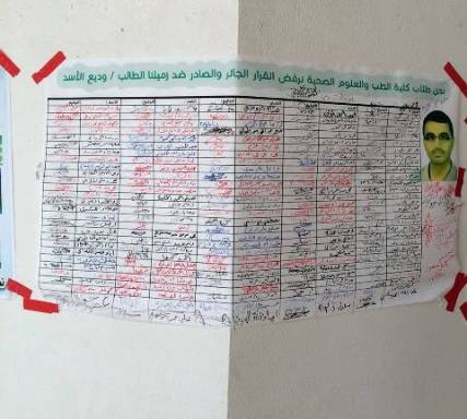 كلية الطب بصنعاء تفصل مندوب الدفعة بطريقة تعسفية والطلاب يحتجون